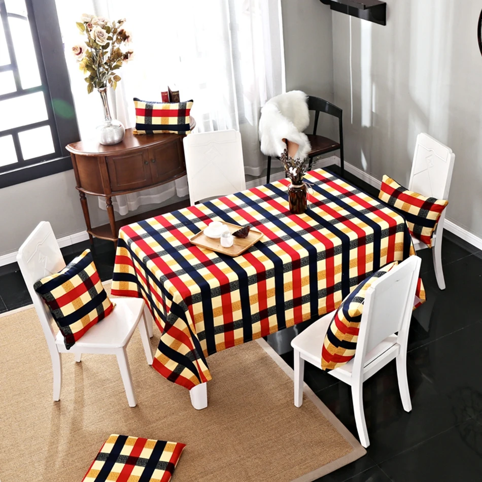 Black and Red Plaid Tablecloth 100 Cotton Fabric Suitable for Dining