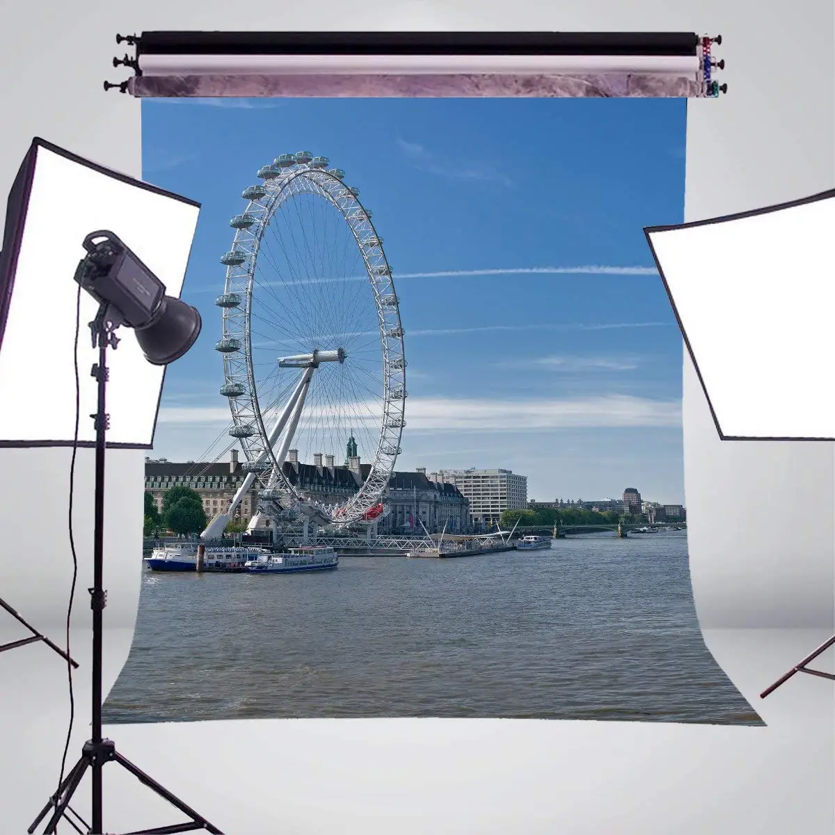5x7ft Thames панорама фото фон Лондон глаз Европейская Фотография Студия