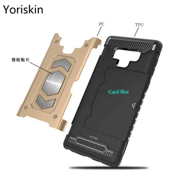 

Heavy Duty Armor Phone Cover For Samsung Galaxy Note 9 Car Magnet Shockproof Protective Case With Card Holder Slim Coque