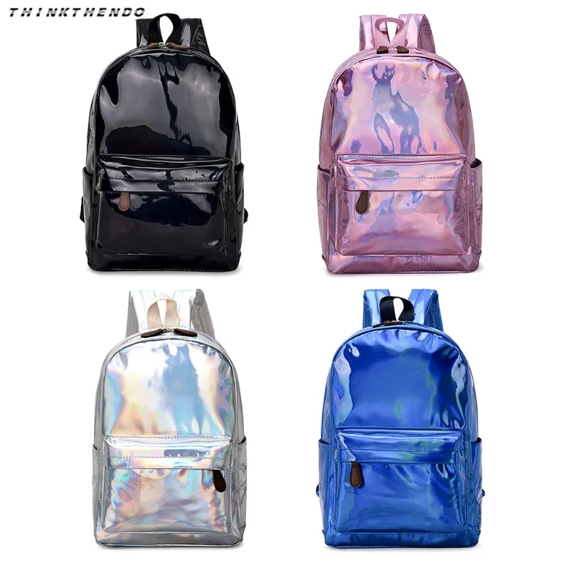 

THINKTHENDO Fashion Women Holographic Laser Backpack Girls Female Multifunction Travel Shoulder School Rucksack Bag 4 Color New