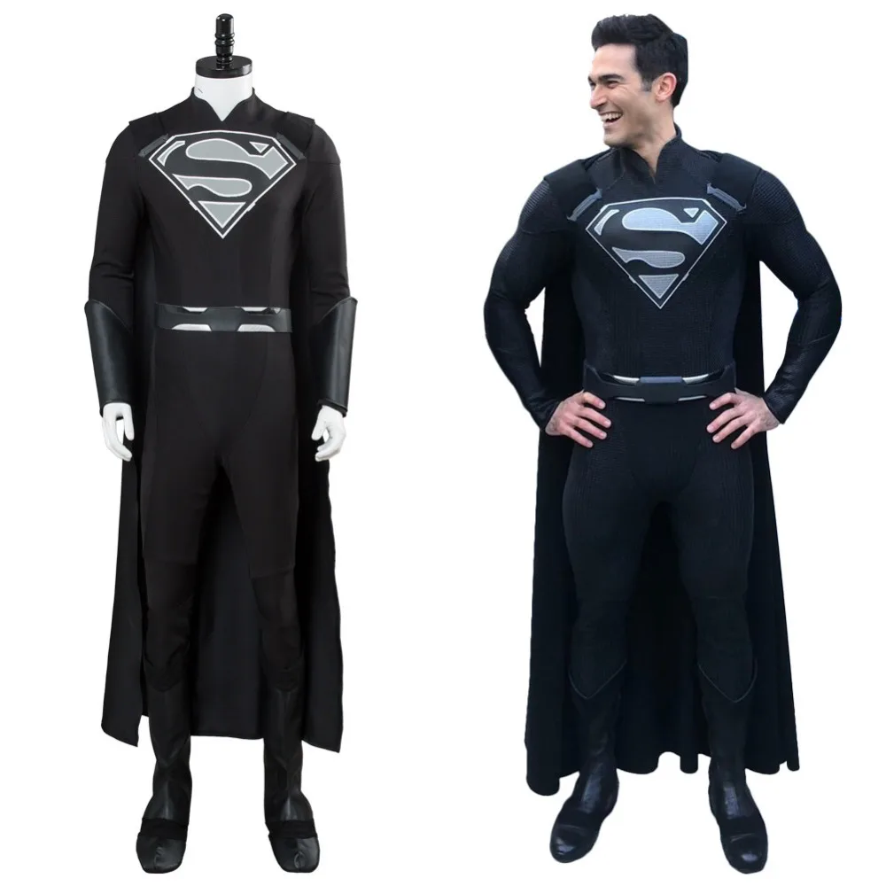 

Cosplay Supergirl Elseworlds Superman Tyler Hoechlin Arrowverse Crossover Cosplay Black Jumpsuit Cloak Halloween Costumes