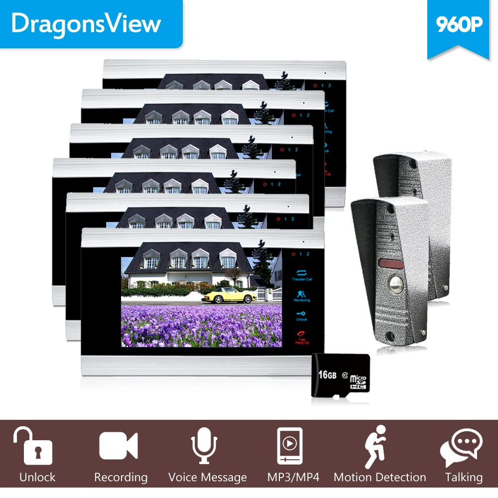 

Dragonsview 7" Wired Video Intercom Video Doorbell With IR-CUT Outdoor Camera 960P Visual Intercom Remote Unlock Video DoorPhone