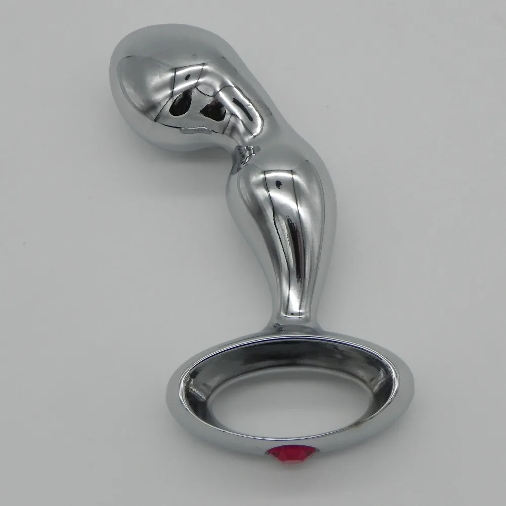 Happygo Top Quality Chrome Plated Zinc Alloy Anal Hook with Hole Ring Metal Butt Plug Sex Toys Adult Products 645 | Красота и