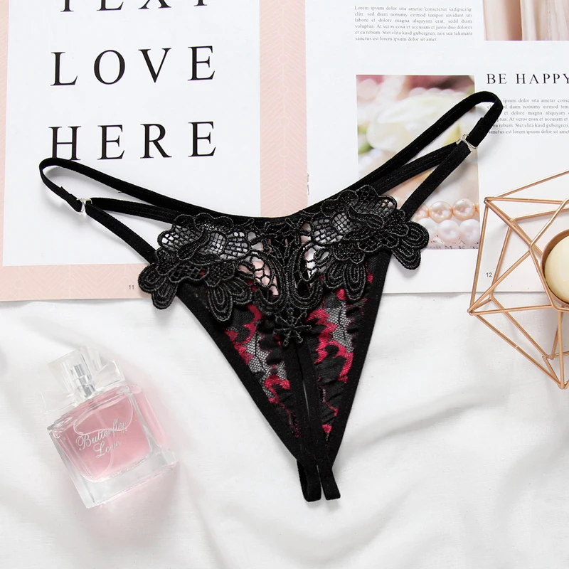 

New Style Transparent Hollow Open With Pearl Sexy Panties For Women Thongs And G strings Briefs Underwear