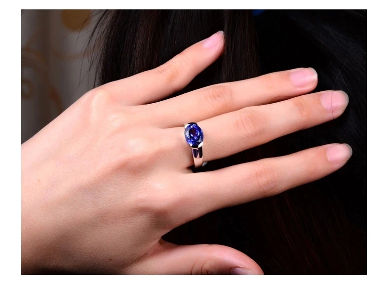 CaiMao 18KT/750 White Gold 3.01 ct Natural IF Blue Tanzanite AAA Engagement Gemstone Ring Jewelry
