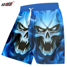 UJWI, повседневные мужские шорты в стиле хип-хоп, дышащие спортивные штаны, с принтом ужаса, дьявола, черепа, 3D, пляжные шорты, Мужская брендовая одежда, лето