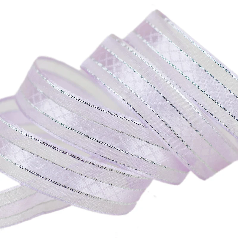 

5/8" (15mm) Lavender Silver edge ribbon high quality gift packaging wedding ribbons