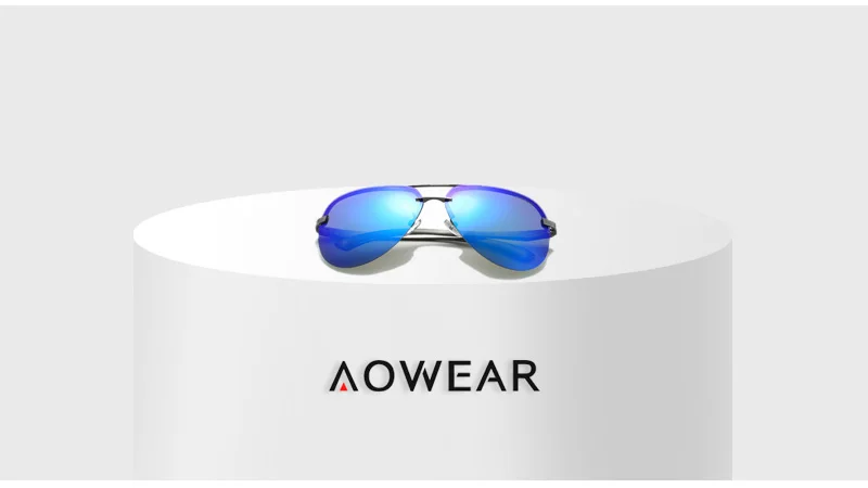 AOWEAR, классические авиационные солнцезащитные очки, мужские, алюминиевые, поляризационные, без оправы, солнцезащитные очки, мужские, фирменный дизайн, очки пилота, Gafas Sol Oculos