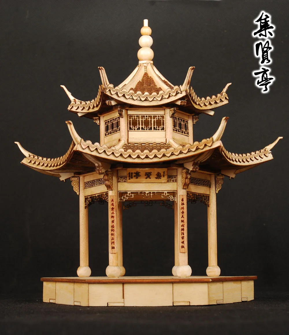 Free shipping wooden assembly model kit chinese ancient building model jiangnan xihu jixian pavilion