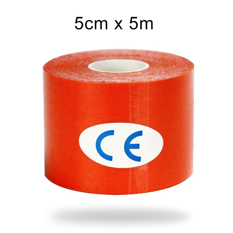5X500 Orange Стоящая кинезиологическая лента Атлетическая восстанавливающая эластичная лента наколенник защита от боли в мышцах наколенники Поддержка для тренажерного зала фитнес бандаж - Цвет: 5X500 Orange