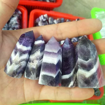 

4-6cm natural striped amethyst stone wand quartz crystal wand magnetic energy point healing stone X23