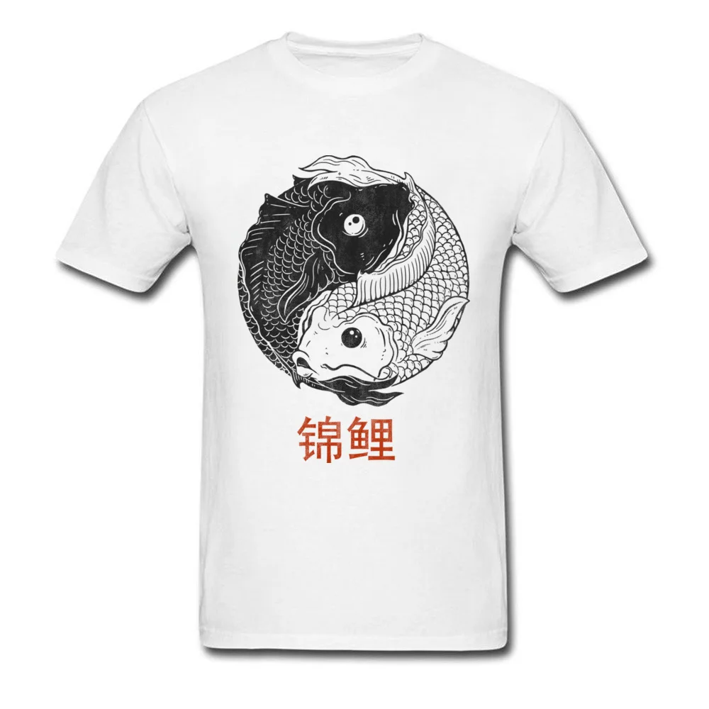 KOI FISH T-shirts for Men Geek Summer Fall Tops & Tees Short Sleeve New Coming Casual Sweatshirts Crew Neck 100% Cotton Fabric KOI FISH white
