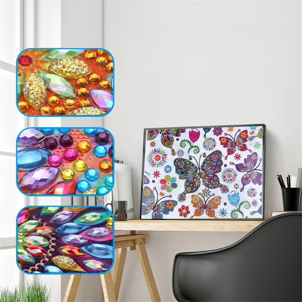 

Beautiful Butterfly Special Shaped Diamond Painting For Living Room Decoration DIY 5D Partial Drill Cross Stitch Kits Home Decor