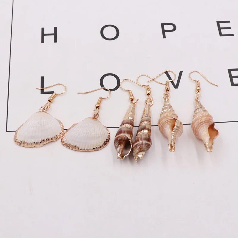 

2019 Hot Sale New Fashion Conch Cowrie Shell Earring For Women Punk Irregular Geometric Statement Earring Jewelry Special Gift