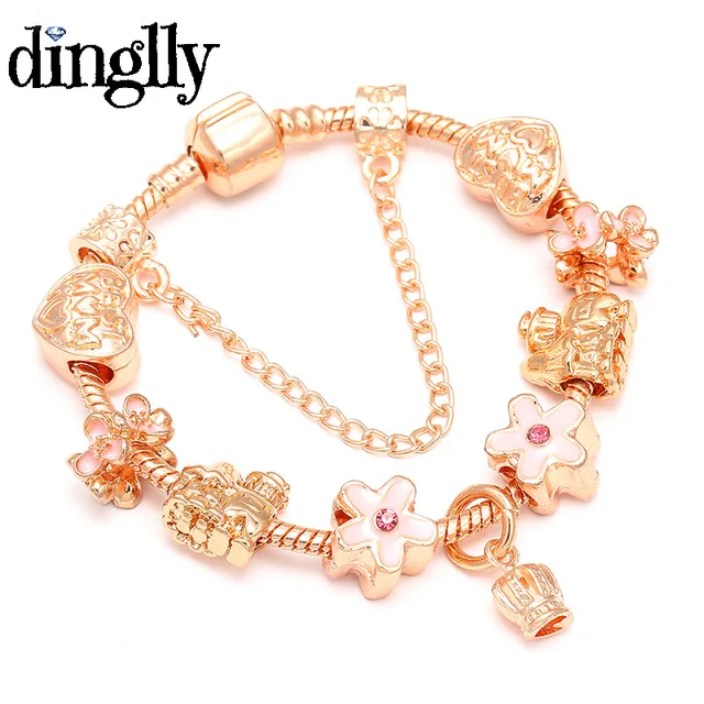 Dinglly Rose Gold Pandora Bracelet With Best Mom Beads Christmas Dinglly Rose Gold Pandora Bracelet With Best Mom Beads Christmas Gift Charm For Women