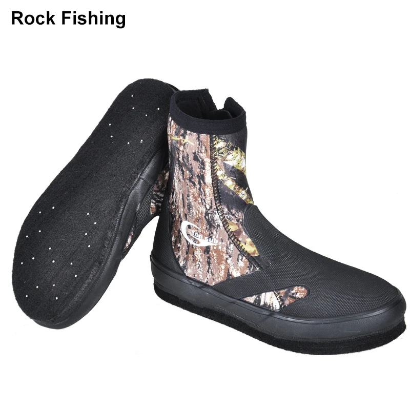 5 мм Неопреновая износостойкая обувь Нескользящая теплая обувь для рыбалки камуфляжные ботинки для дайвинга Мужская водонепроницаемая Спортивная обувь - Цвет: Fishing shoes