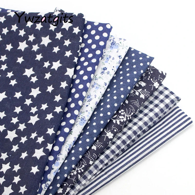 

ywzatgit 1pcs Navy blue range Fabrics For Patchwork Telas Cotton Fabric Printed Sewing Doll Cloth Accessories YH0805