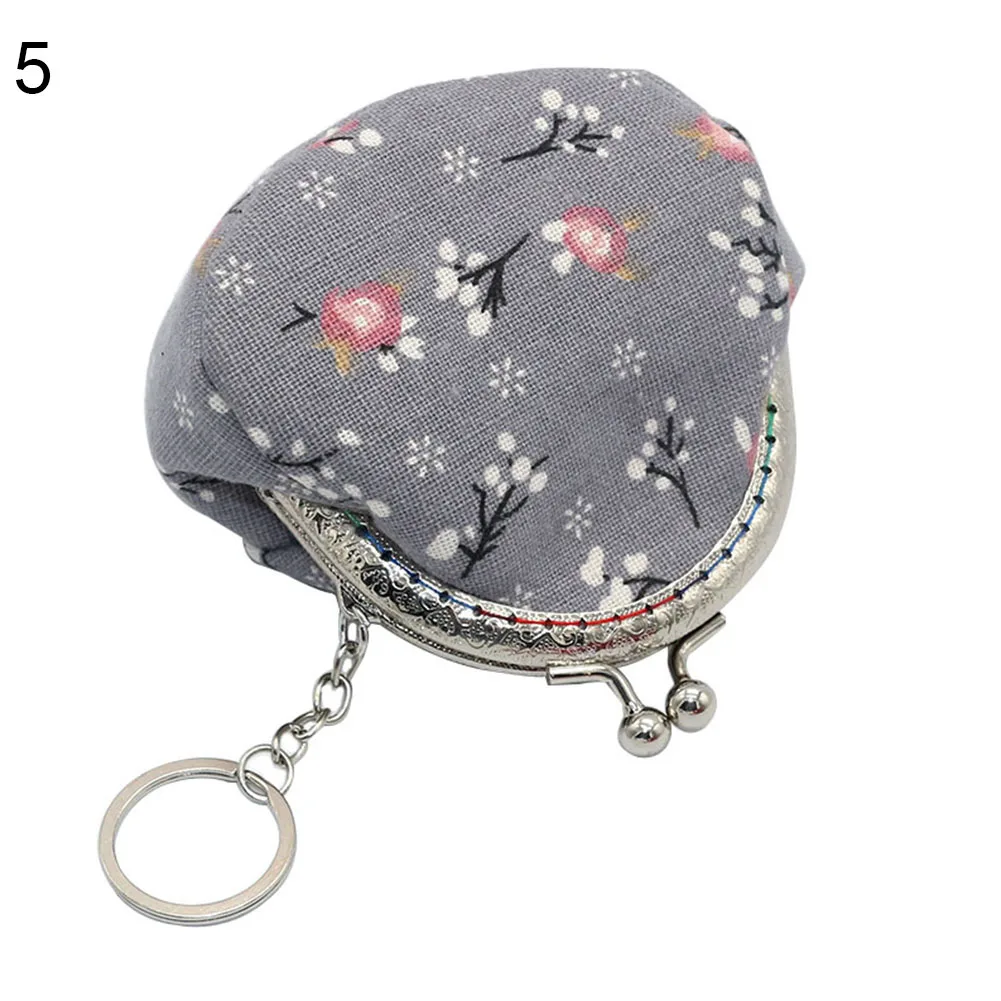 Fashion Womens Coin Purse Skull In Flowers Rose Vintage Pouch Kiss-lock Mini Purse Wallets