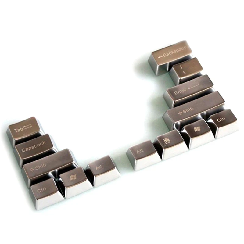 

14pcs Aluminum Alloy Meatal Keycaps For Cherry Mx Switches Mechanical Keyboard Ctrl Shift CapsLock Enter Alt Backspace Tab Caps