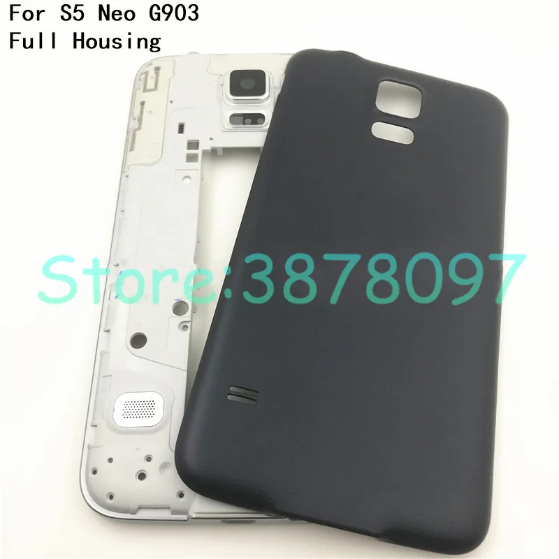 

New Full Housing Middle Frame Phone Housing Cover For Samsung Galaxy S5 Neo G903 G903F With Rear Battery Door+Side Button