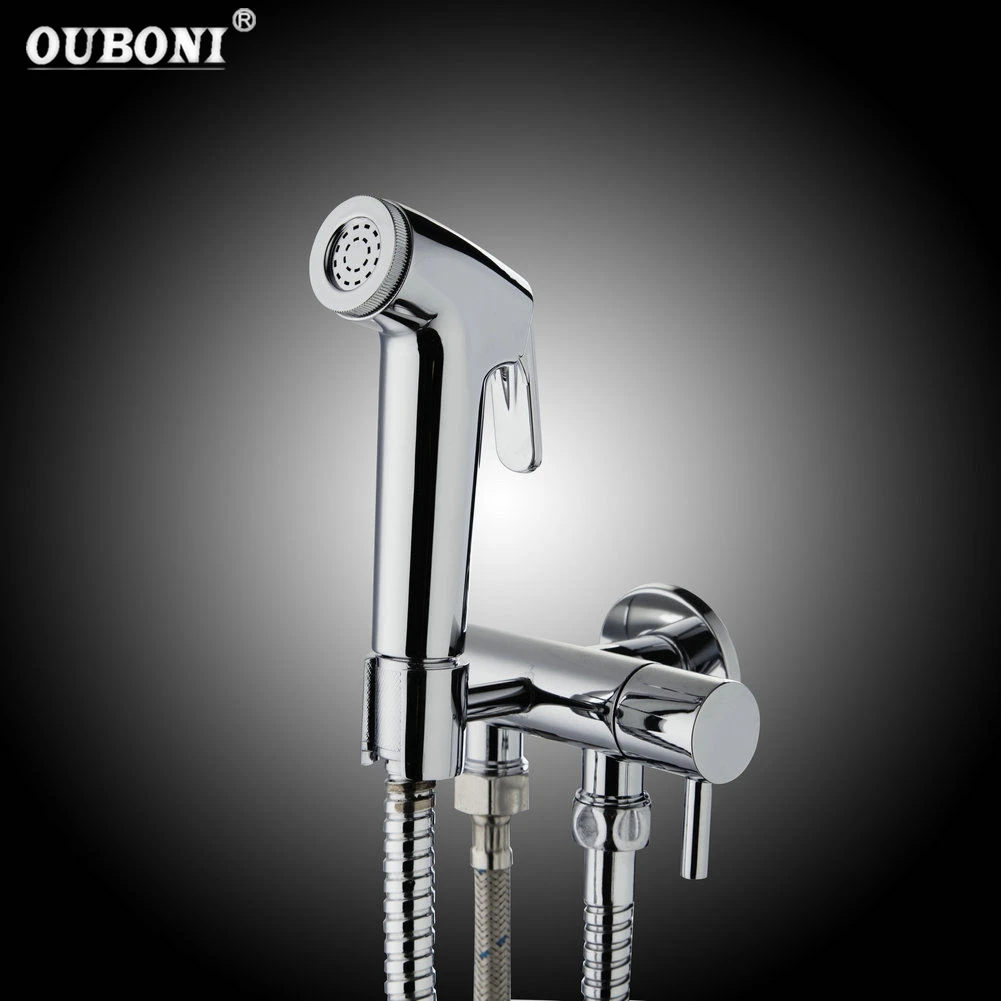 Bathroom Bidet Faucet Handheld Spray Chrome Finished Mixer Tap Wall