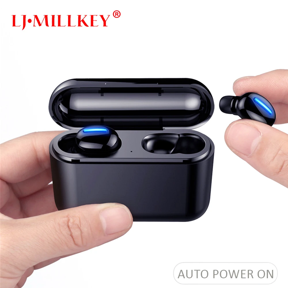 

TWS Bluetooth 5.0 Wireless Headset Auto Pairing IPX8 Waterproof Two Headsets work for music and call 2600mAh YZ266