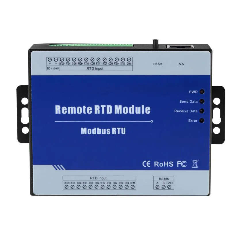 4 RTD inputs Modbus RTU RTD Remote IO Module Supports PT100 or PT1000 resistance sensor With RS485 Port