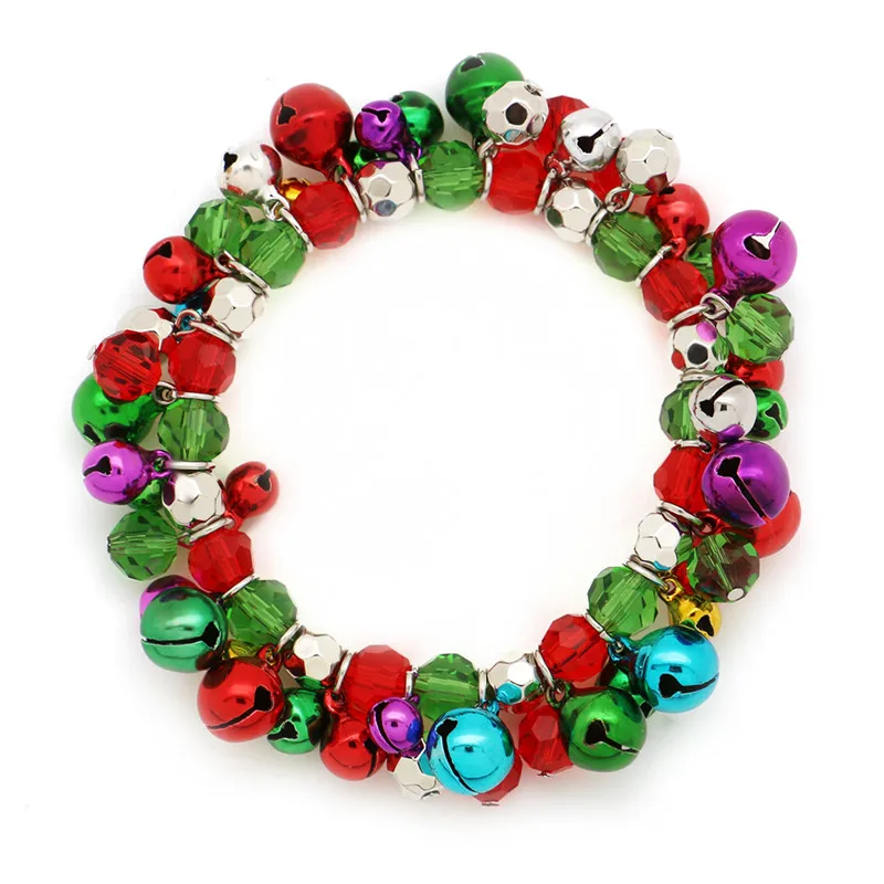 2018 Christmas Jingle Bells Bracelet For Women Girls Crystal Beads