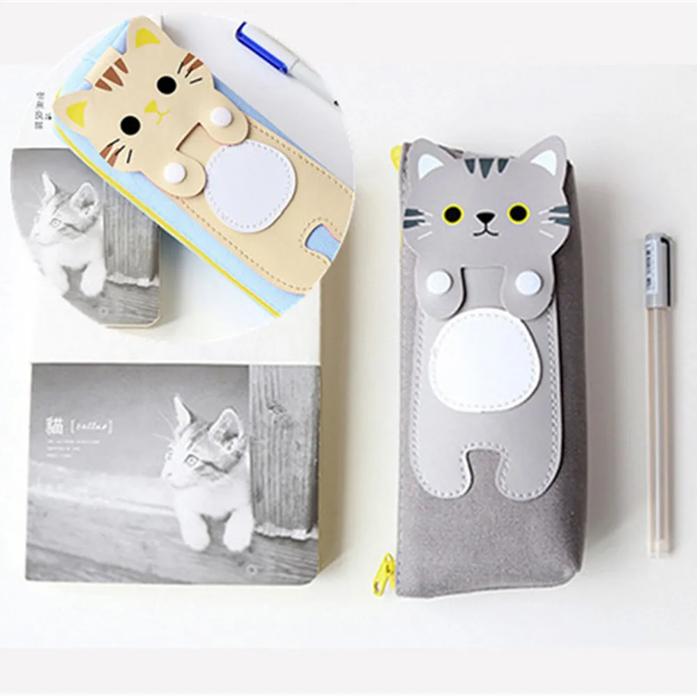 Fsd3 милый кот пенал прозрачный школьница Kawaii Чехол школьный пенал sep07