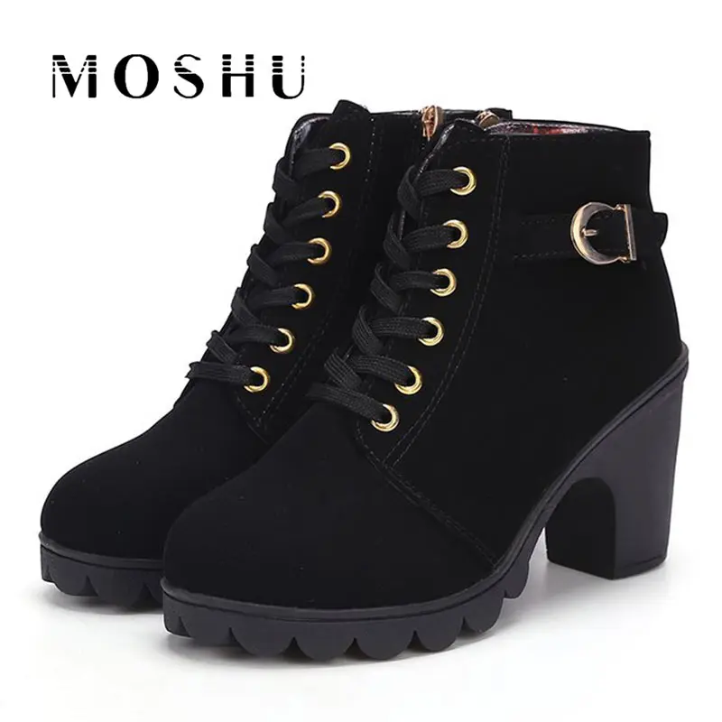 Designer Women Winter Ankle Snow Boots Super High Heels Fashion Metal