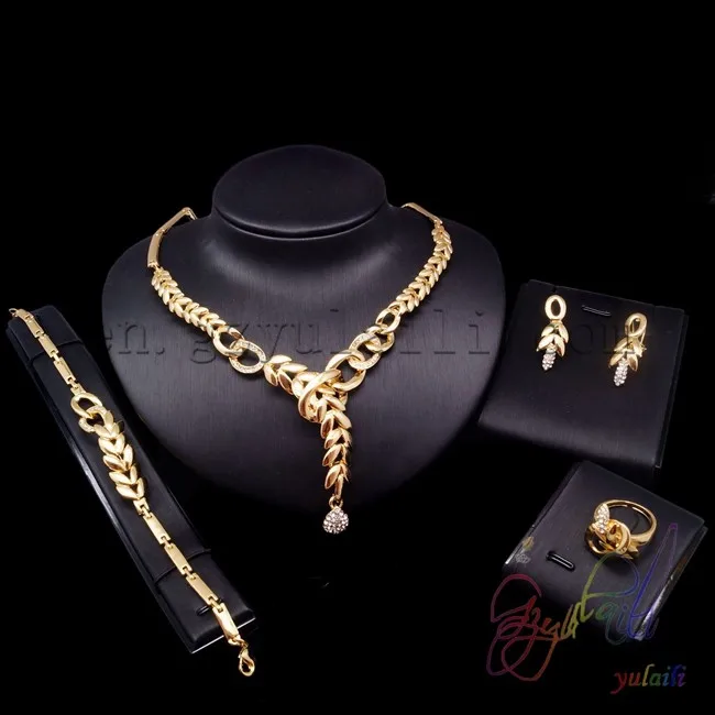 

Wholesale African Costume Jewelry Set wheat plant jewelry set plated gold alloy jewelry sets