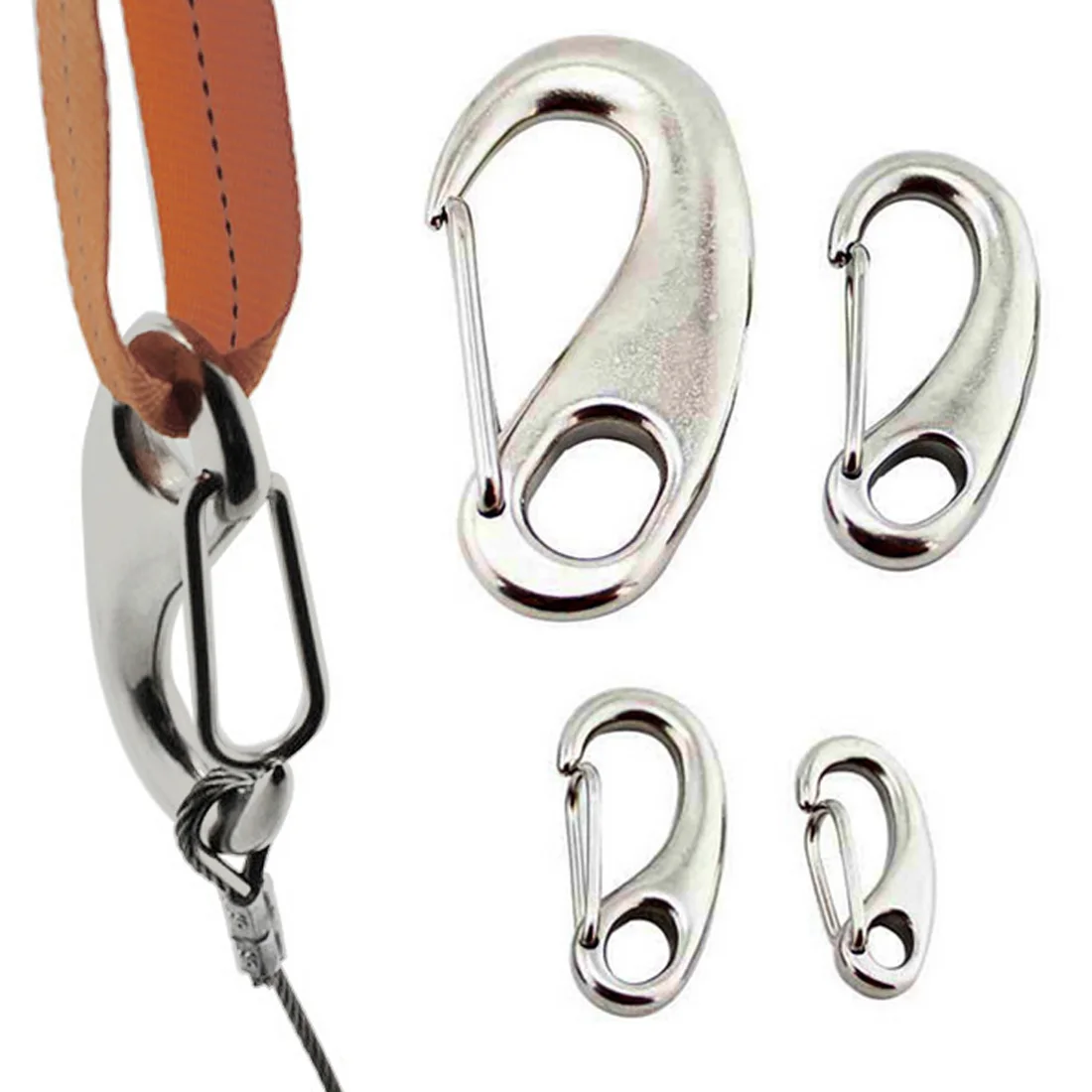 

Outdoor Egg Shape Spring Snap Hook Clips Quick Link Carabiner Buckle Eye Shackle Lobster Claw 2PCS