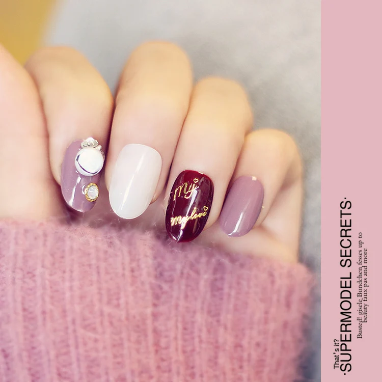 Merry Christmas Anese Pure Color Cute Gel Nail Tips Set Candy Merry Christmas Anese Pure Color Cute Gel Nail Tips Set Candy False Nails Full Cover Short Size Uv Fake In From Beauty