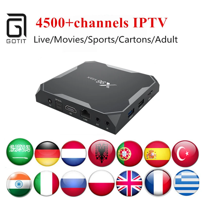 

GOTiT Pakistan X96 Max Android 8.1 TV Box Amlogic S905X2 5000+Live Germany Albania Indian USA Africa South America Smart TV Box
