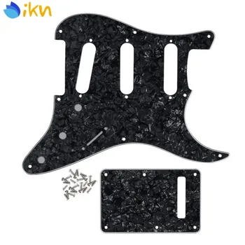 

New Set of USA Vintage 8 Hole Electric Guitar Pickguard Strat SSS & Back Plate & Screw for Guitar Scratch Plate Black Pearl 4Ply