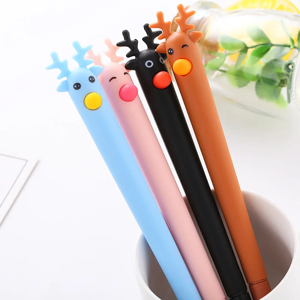 100pcs/lot many designs cartoon love cat claw cactus animal bear creative gel pen water Rollerball pen sign pen promotion gift - Цвет: Черный