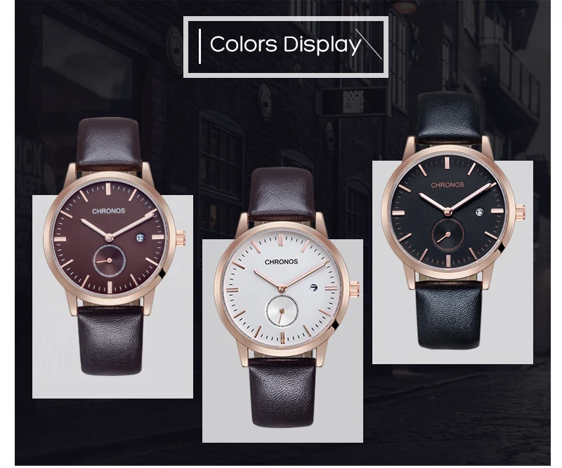 Chronos лучший бренд роскошные часы мужские Ультра тонкие мужские часы кожаный ремешок кварцевые наручные часы Relogio Masculino