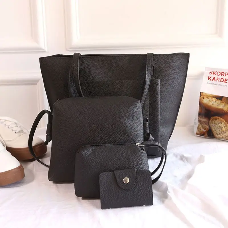 4 шт. женская кожаная сумка сумки на плечо сумка-тоут кошелек сумка-мессенджер набор