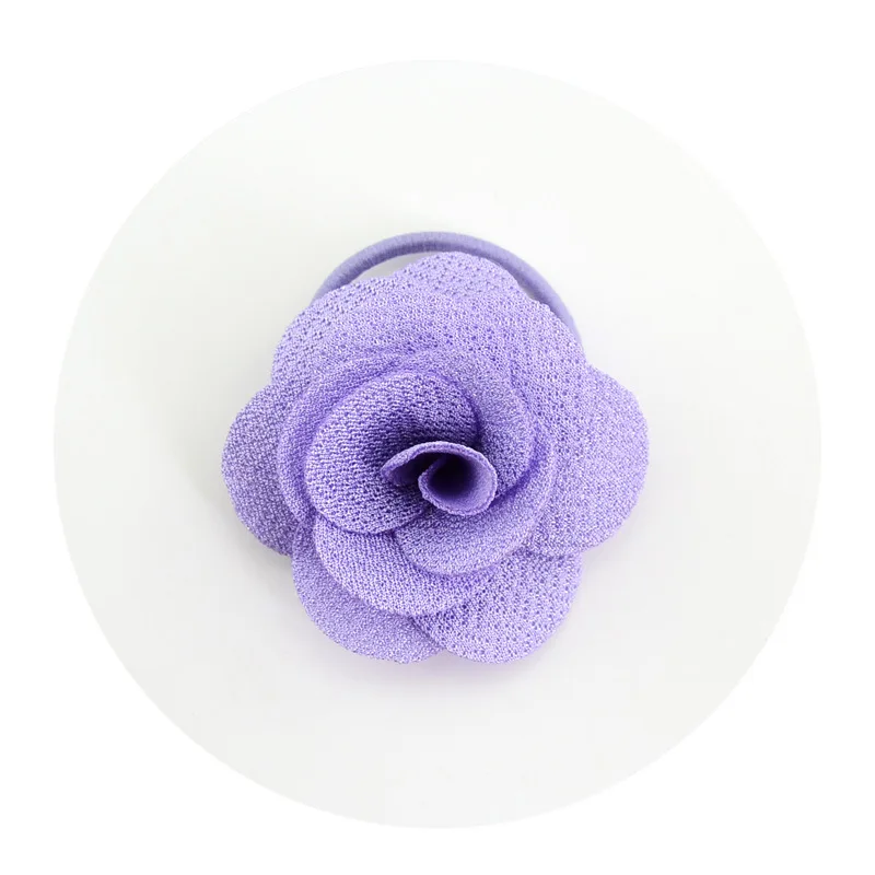 Многослойные трехмерные эластичные резинки для волос с цветком розы корейские милые детские резинки для волос ручной работы аксессуары для волос для девочек - Цвет: 5 Purple