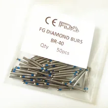 50 шт. Стоматологические алмазные боры дрель dia-боры полировки сглаживание отбеливание продукт для высокой Скорость наконечник Средний FG 1,6 м BR-40