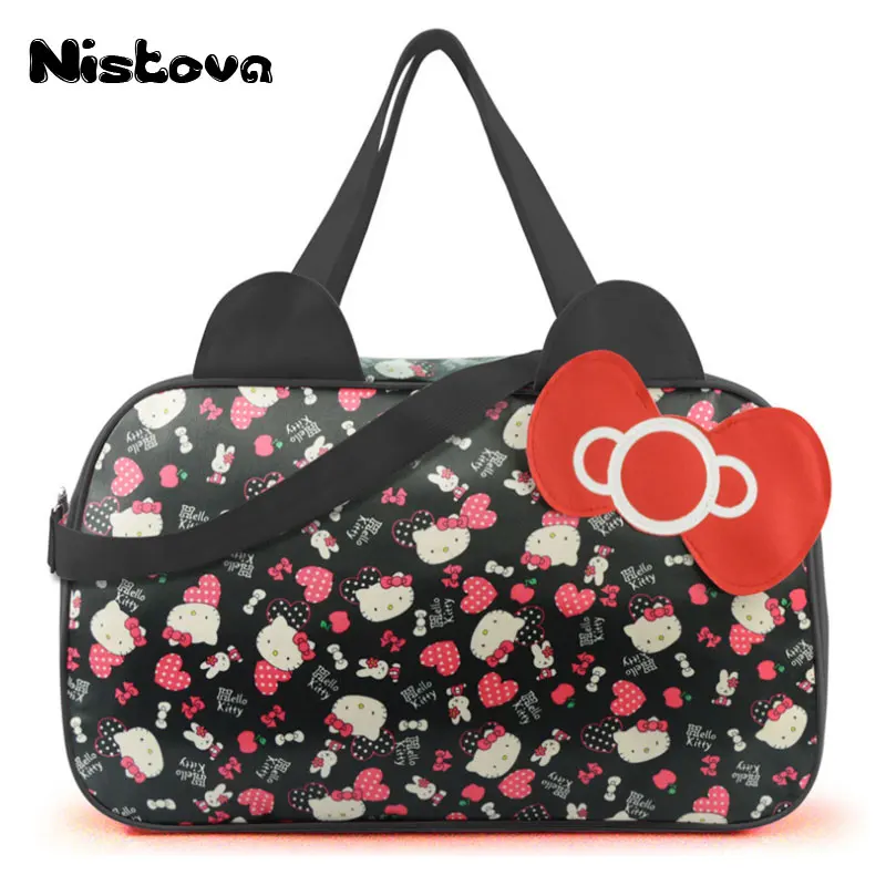 Waterproof Travel Bag Luggage Womens Girls Cartoon Shoulder Tote Duffle Bags Cute Hello Kitty ...