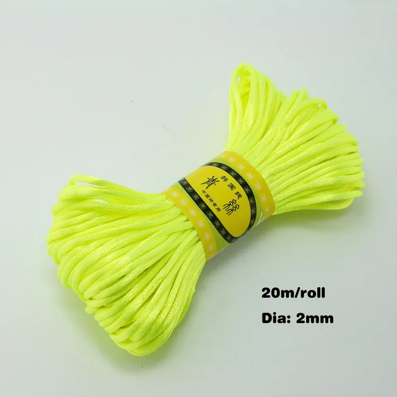 Новое поступление размер отверстия 2 мм 20 м/лот 29 цветов на выбор китайский узел шнур для рукоделия изготовление аксессуаров - Цвет: light yellow