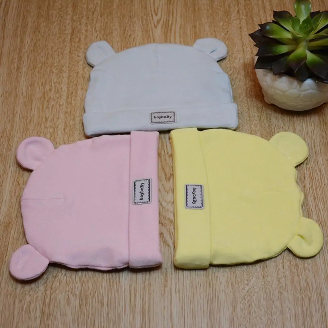 

3 color headscarf double layer cotton baby cap hats with baby bibs set Colorful for newborn infant