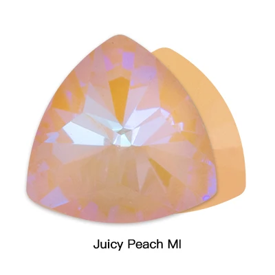 Garment Accessories Fat T-riangle Nail Art Rhinestones Decoration Sewing with Metal Base K9 Glass Rhinestones Crystal Point Back - Цвет: Juicy Peach MI