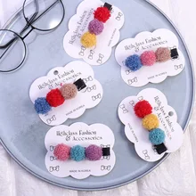 1 ПК заколки для девочек костюм из трех цвет волос заколка для волос шарик зажим «утиный клюв» на Рождество и Хеллоуин; шерстяными помпонами Симпатичные шпильки G0405