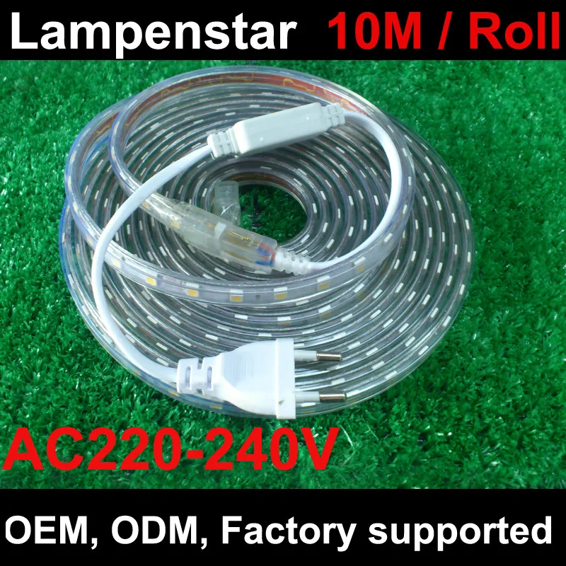 buy led strip 10m waterproof 5050 warm white white +Power plug(free),green blue red ,60leds m 300led IP65 led Stripslampenstar
