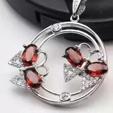 Натуральный красный гранат камень кулон S925 серебро натуральный драгоценный камень кулон ожерелье модные двойные бабочки женские вечерние ювелирные изделия для девочек