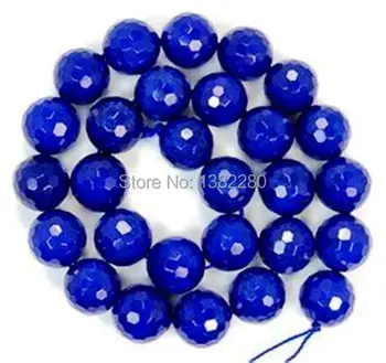 

! 10mm Facet Blue chalcedony stone Round Loose Beads 15'' Fashion DIY Girl Jewelry Making JT5166