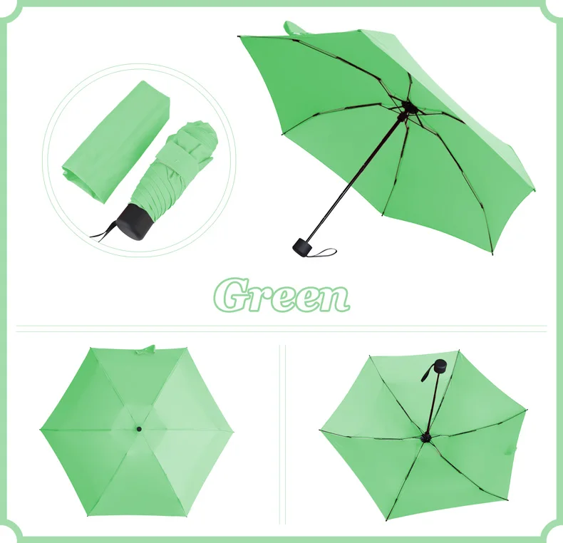 Высокое качество, мини Карманный Зонтик для женщин, 5 раз, модный, 8 цветов, Зонт от дождя, женский, для путешествий, подарки, маленький зонтик, детский зонтик