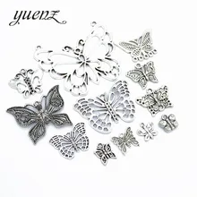 YuenZ 12 Uds mezcla antiguo mariposa de plata Charm Fit de Metal collar anillo y brazalete fabricación de joyería de colgantes U014